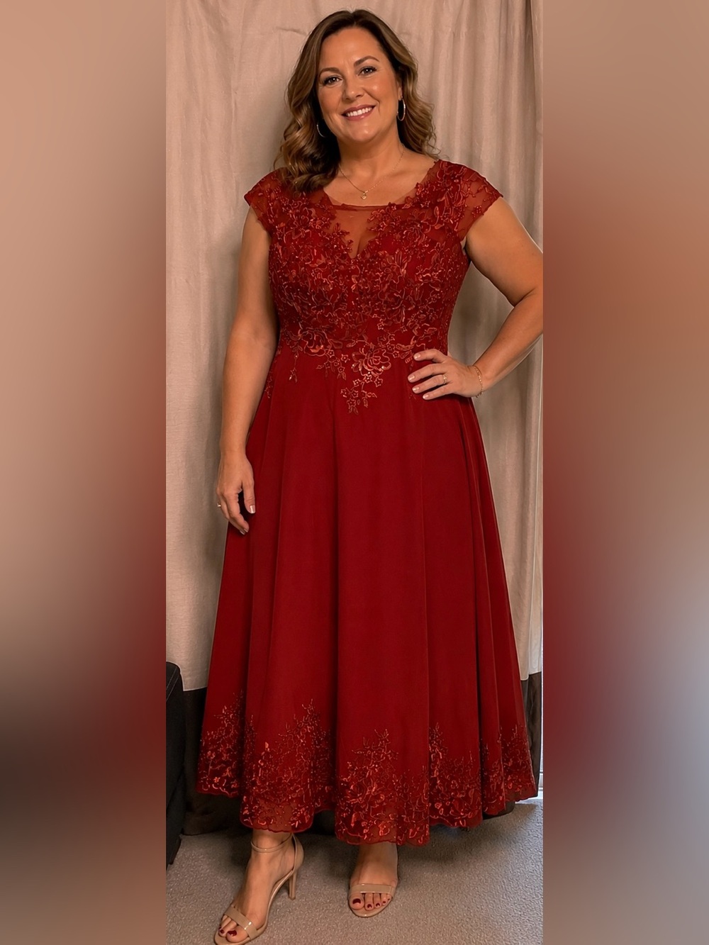 New Size 14 Embroidered Chiffon Corset Evening Gown